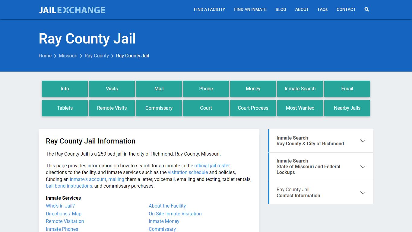 Ray County Jail, MO Inmate Search, Information